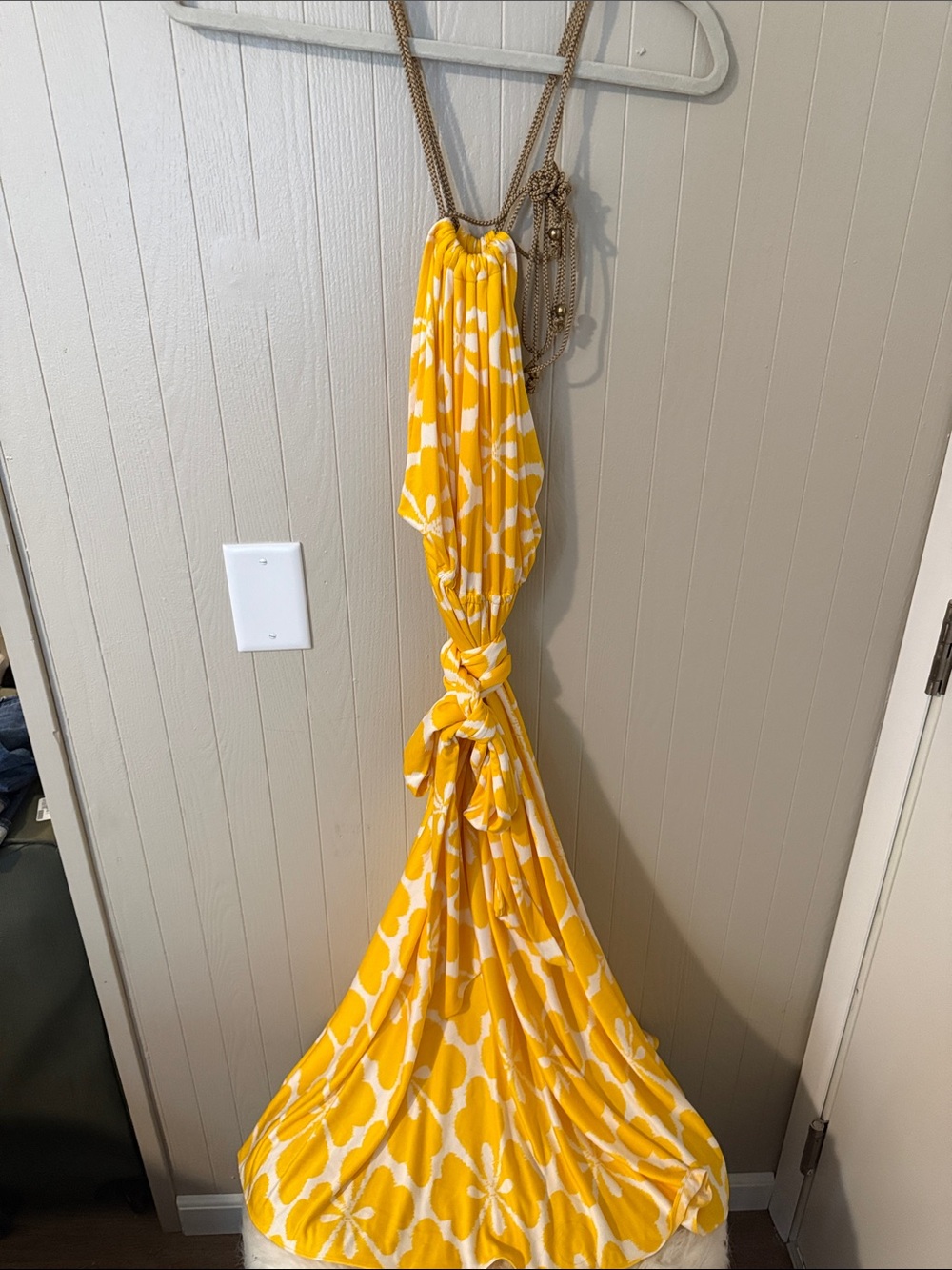 Diane Von Furstenberg Yellow and White Floral Halter Midi Dress